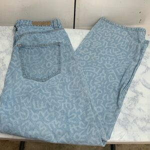 Cotton On Light Blue Patterned Flare Jeans
